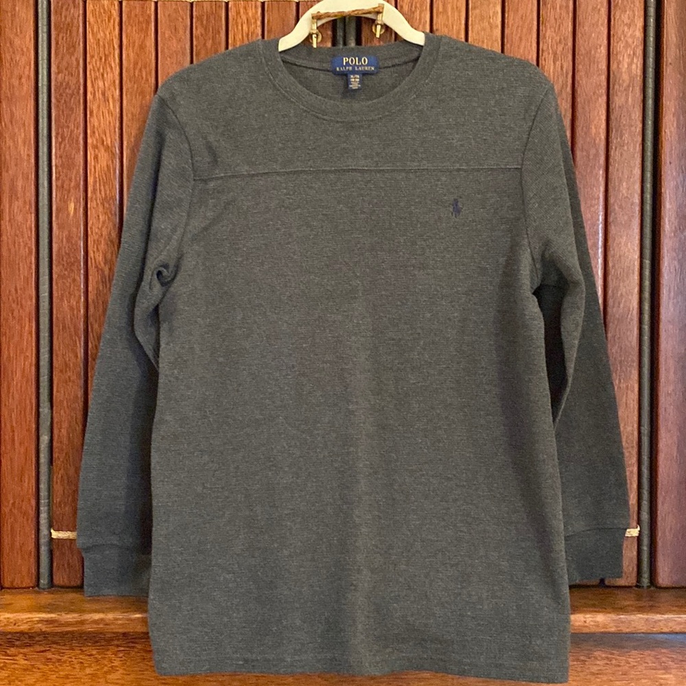 POLO RALPH LAUREN BOYS’ GRAY THERMAL LONG SLEEVE SHIRT